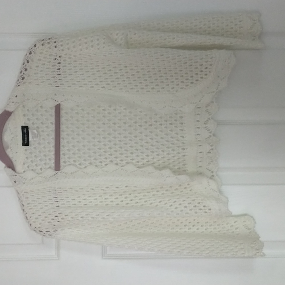 Off white crochet shrug.